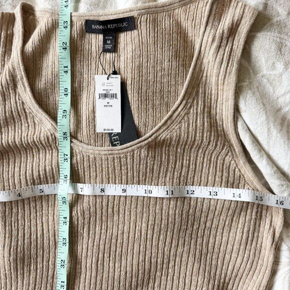 Banana Republic Tan Linen Blend Ribbed Midi Dress NWT MP - Picture 8 of 8